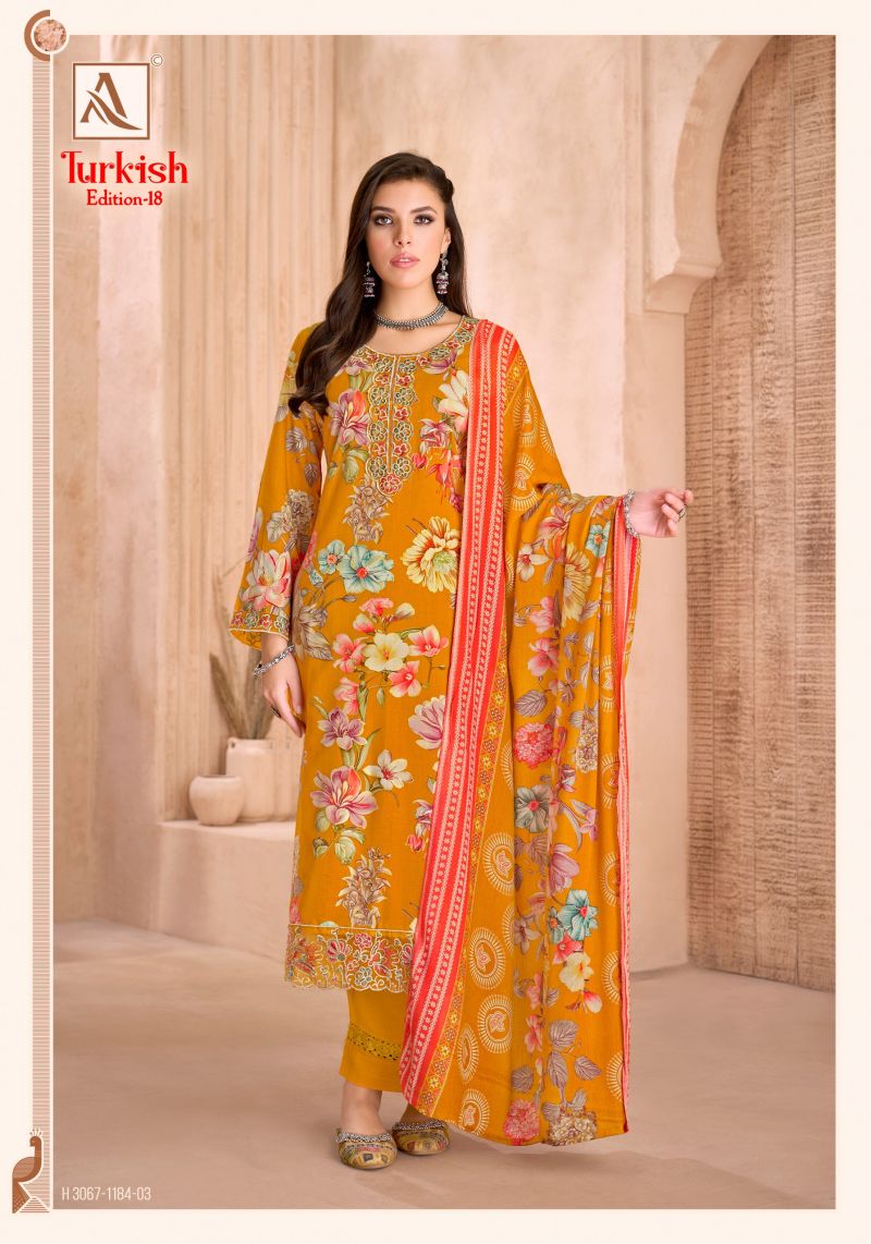 Alok Turkish Edition 18 Viscose Rayon Printed Dress Material — Wholesale Dress Material wholesale from Surat — Photo 5