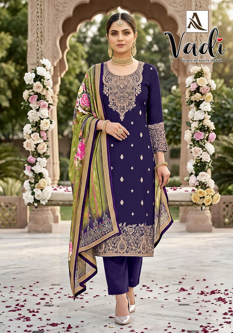 Alok Vadi Jacquard With Hand Work Dress Material Catalog — Wholesale Dress Material, Alok wholesale from Surat — Photo 6