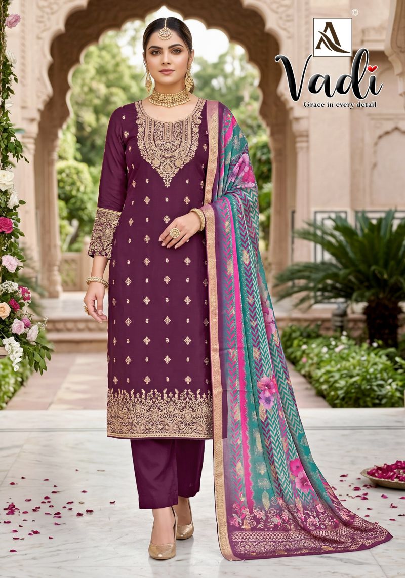 Alok Vadi Jacquard With Hand Work Dress Material Catalog — Wholesale Dress Material, Alok wholesale from Surat — Photo 7