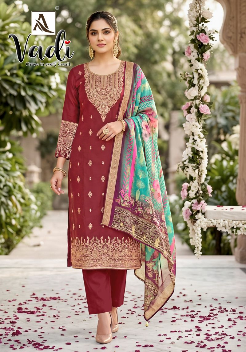Alok Vadi Jacquard With Hand Work Dress Material Catalog — Wholesale Dress Material, Alok wholesale from Surat — Photo 8