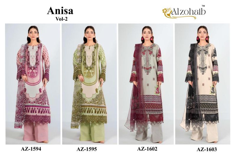 Alzohaib Anisa Vol 2 Chiffon Dupatta Cotton Patch Work Salwar Kameez — Wholesale Pakistani Suits wholesale from Surat — view 5
