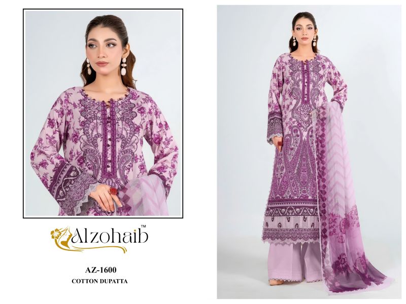 Alzohaib Noura Vol 2 Chiffon Dupatta Cotton Patch Work Salwar Kameez — Wholesale Pakistani Suits, Vardan Ethnic wholesale from Surat - Gallery Image 2
