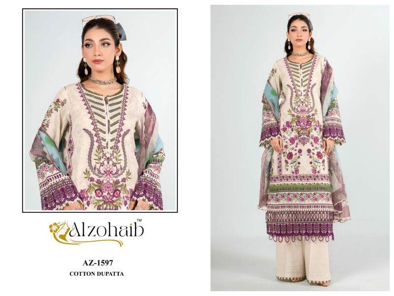 Alzohaib Nura Vol 1 Cotton Dupatta Cotton Patch Work Salwar Kameez — Wholesale Dress Material, Vardan Ethnic wholesale from Surat — view 3