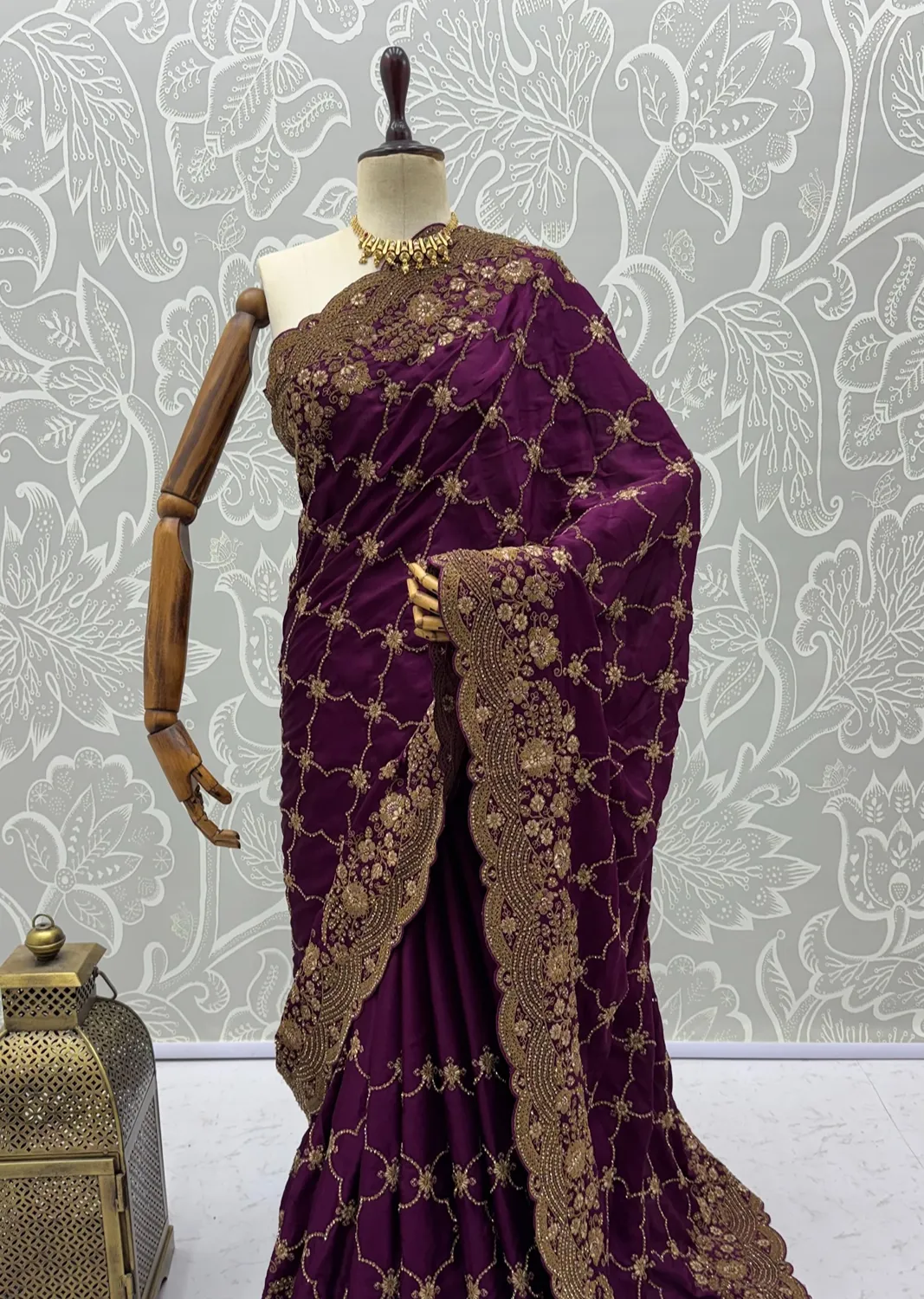 Anjani Art Metallic Dori Embroidered Premium Satin Silk Wedding Saree — Wholesale Sarees, Anjani Art wholesale from Surat - Gallery Image 21