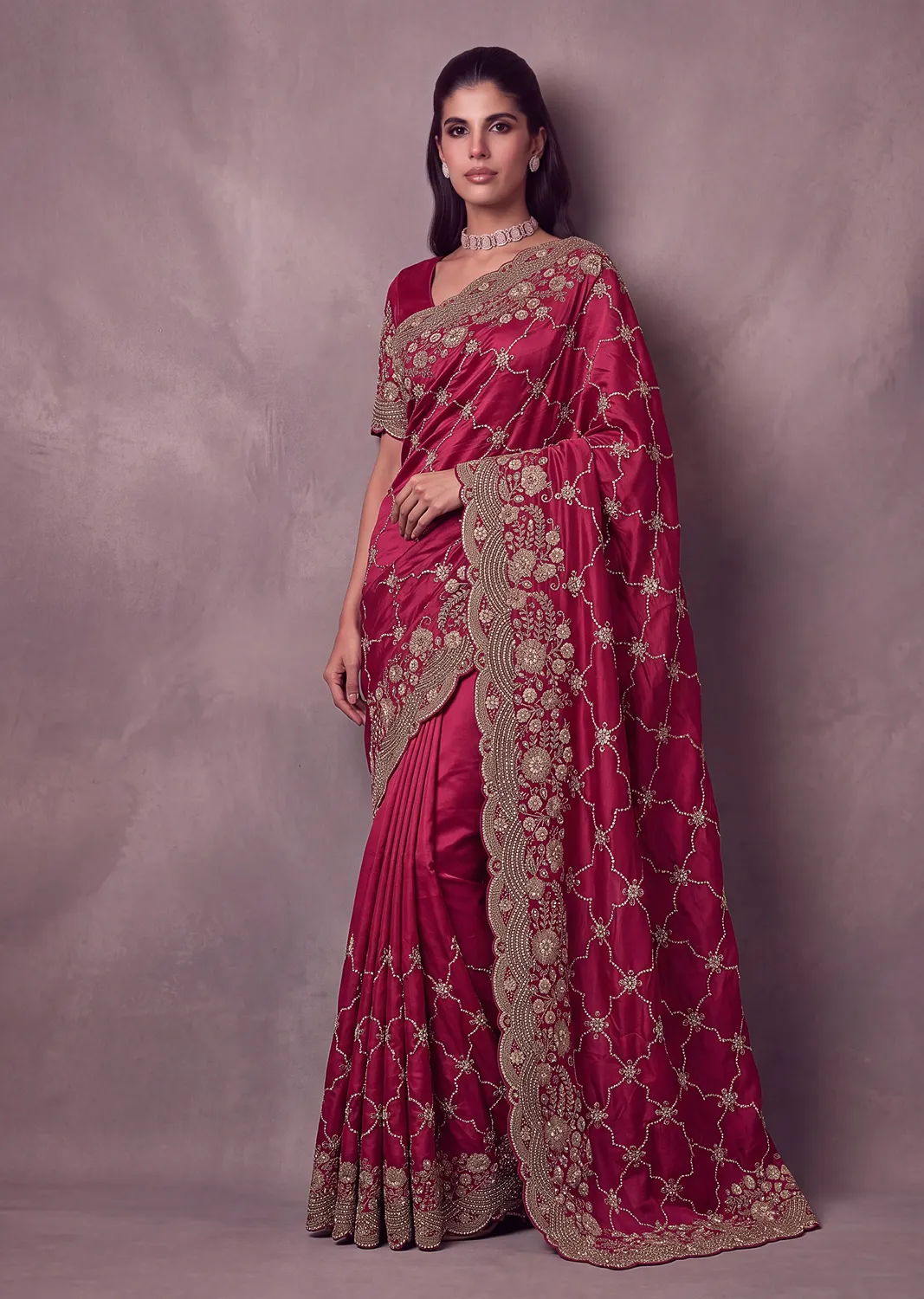Anjani Art Metallic Dori Embroidered Premium Satin Silk Wedding Saree — Wholesale Sarees, Anjani Art wholesale from Surat - Gallery Image 13