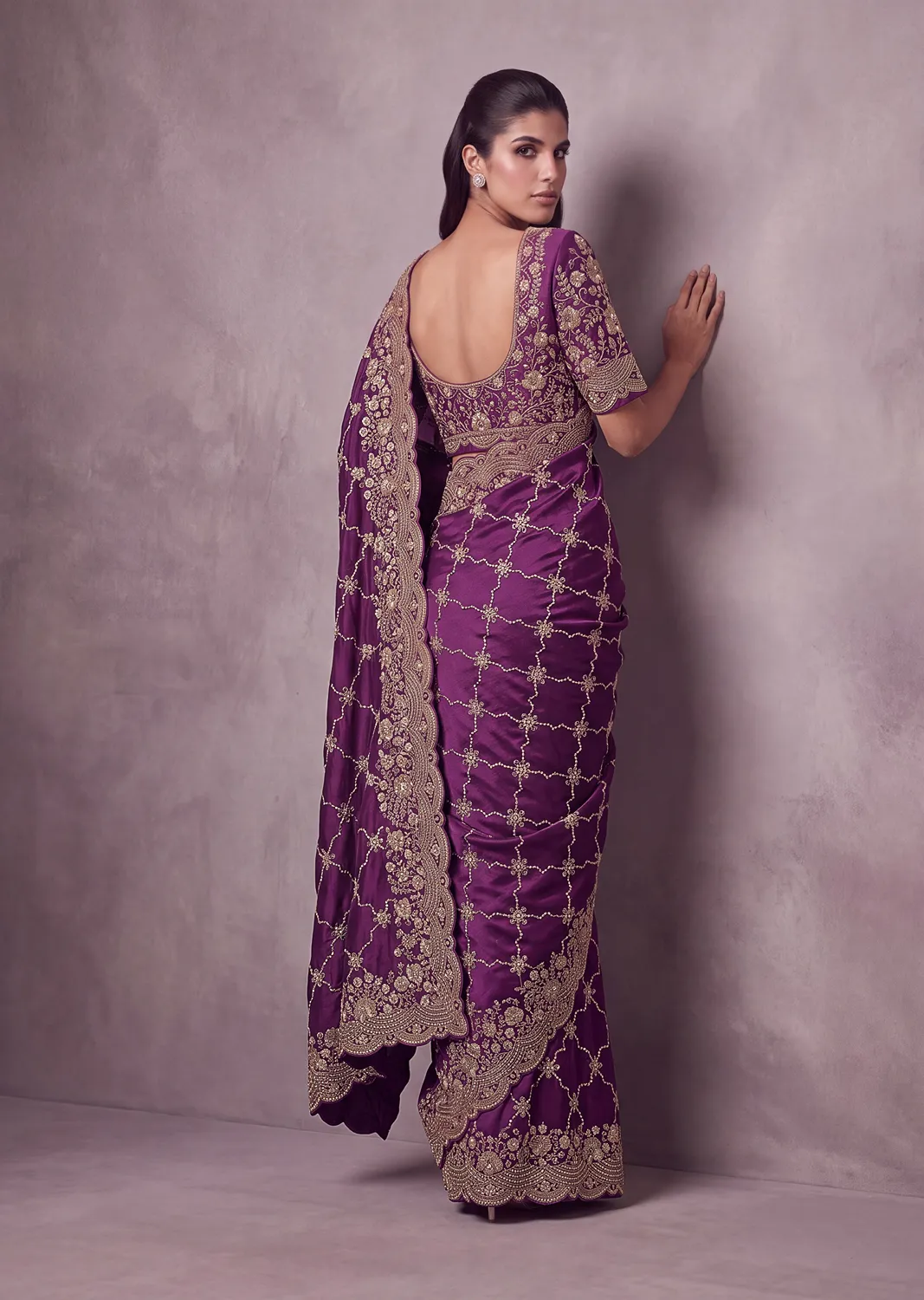 Anjani Art Metallic Dori Embroidered Premium Satin Silk Wedding Saree — Wholesale Sarees, Anjani Art wholesale from Surat - Gallery Image 11