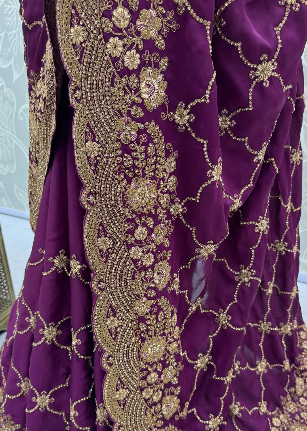 Anjani Art Metallic Dori Embroidered Premium Satin Silk Wedding Saree — Wholesale Sarees, Anjani Art wholesale from Surat - Gallery Image 20