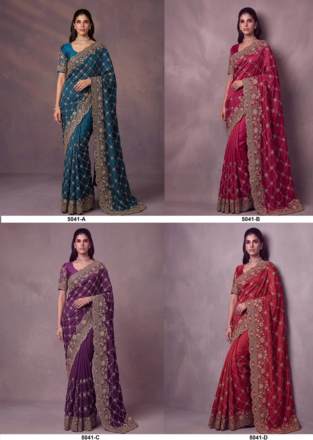 Anjani Art Metallic Dori Embroidered Premium Satin Silk Wedding Saree — Wholesale Sarees, Anjani Art wholesale from Surat - Gallery Image 3