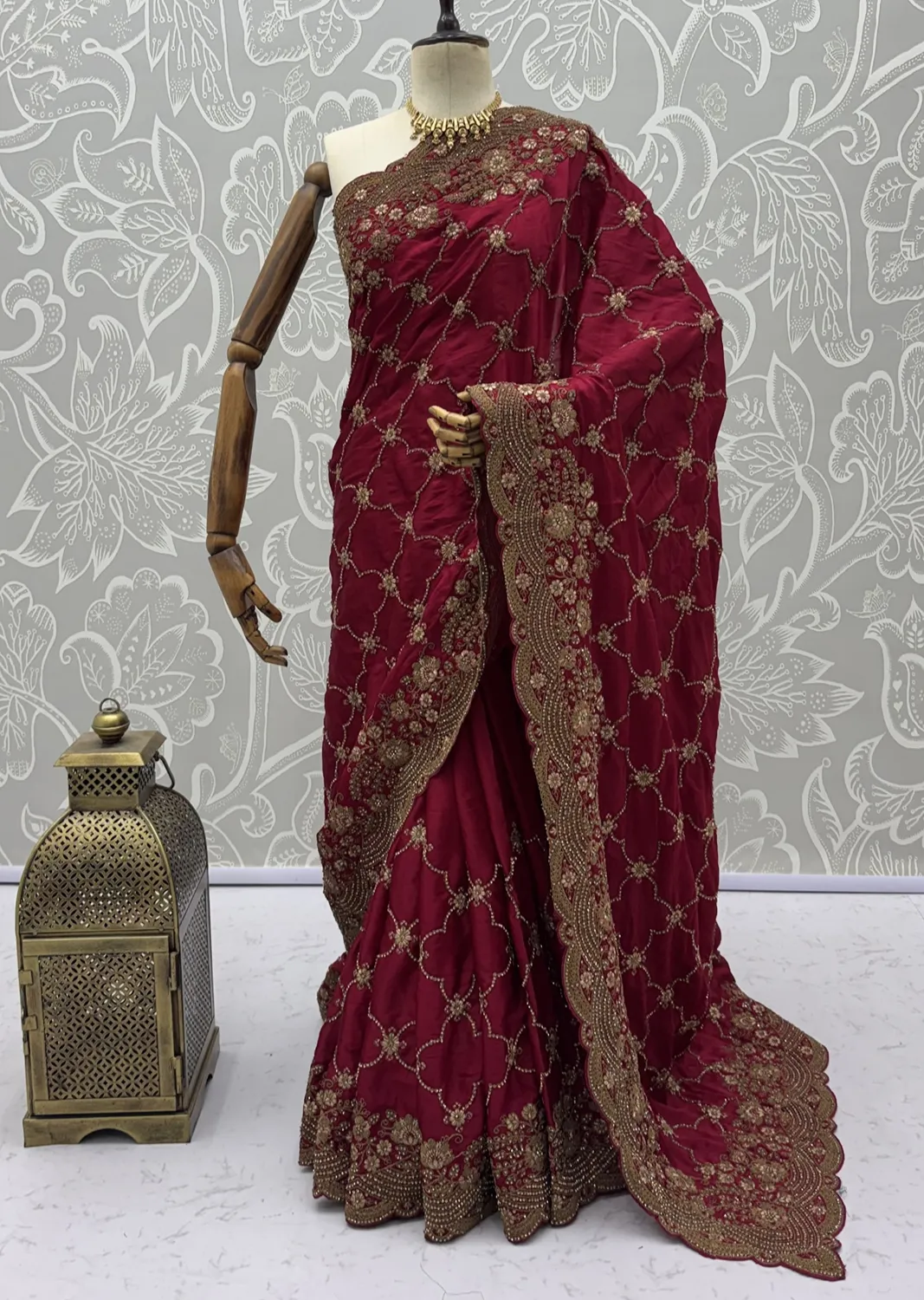 Anjani Art Metallic Dori Embroidered Premium Satin Silk Wedding Saree — Wholesale Sarees, Anjani Art wholesale from Surat - Gallery Image 23