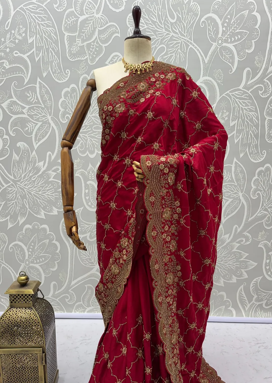 Anjani Art Metallic Dori Embroidered Premium Satin Silk Wedding Saree — Wholesale Sarees, Anjani Art wholesale from Surat - Gallery Image 19
