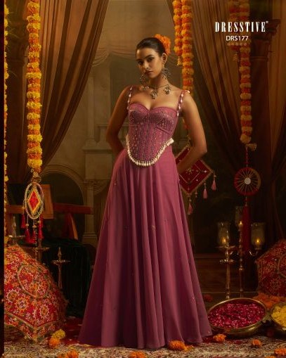 Dresstive Leela Vol 1 Georgette Thread Work Indo Western Catalog