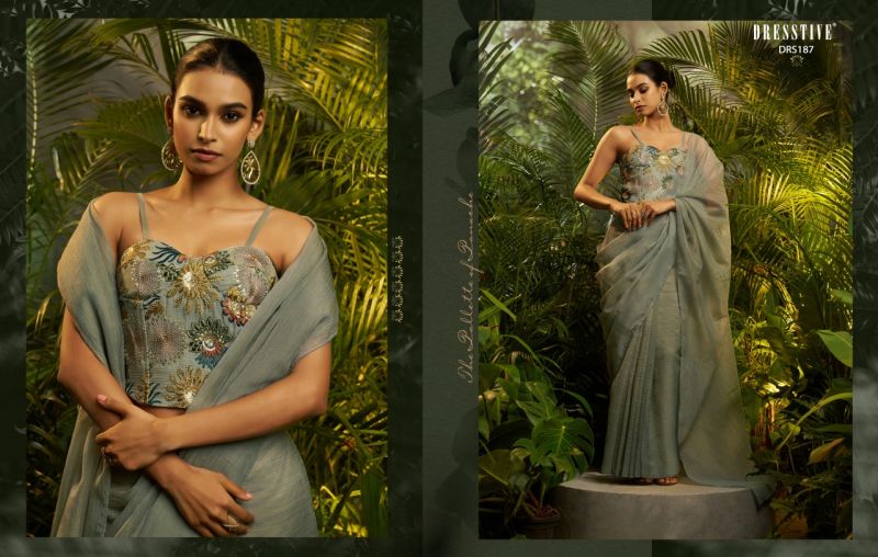 Arya Dresstive Prakriti Premium Pure Tissue Embroidered Ready To Wear Sarees — Wholesale Lehenga wholesale from Surat — view 2