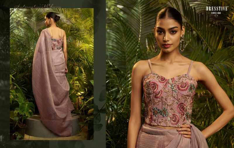 Arya Dresstive Prakriti Premium Pure Tissue Embroidered Ready To Wear Sarees — Wholesale Lehenga wholesale from Surat — view 4