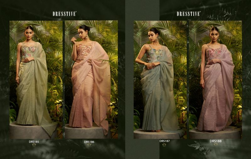 Arya Dresstive Prakriti Premium Pure Tissue Embroidered Ready To Wear Sarees — Wholesale Lehenga wholesale from Surat — view 7