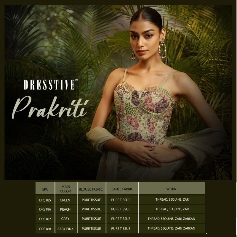 Arya Dresstive Prakriti Premium Pure Tissue Embroidered Ready To Wear Sarees — Wholesale Lehenga wholesale from Surat — view 8