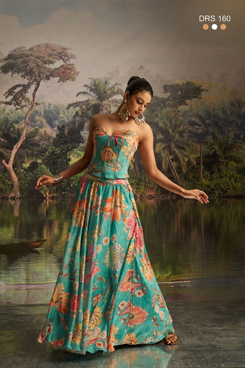 Arya Drs 160 Premium Georgette Floral Printed Co Ord Set Lehenga — Wholesale Lehenga wholesale from Surat — view 2
