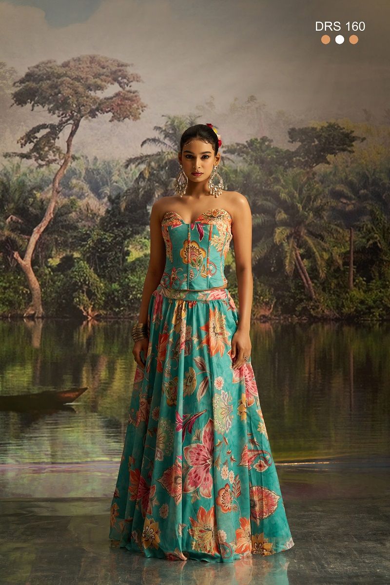 Arya Drs 160 Premium Georgette Floral Printed Co Ord Set Lehenga — Wholesale Lehenga wholesale from Surat — view 3