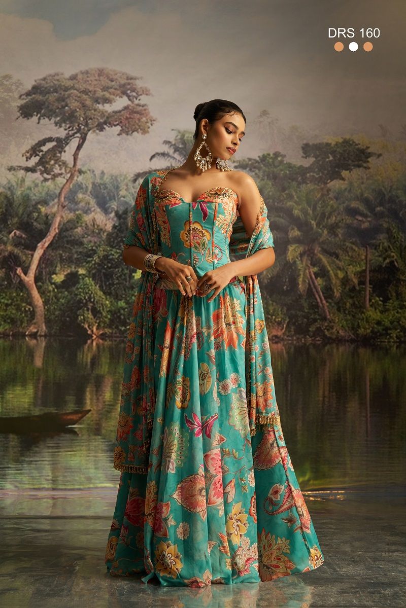 Arya Drs 160 Premium Georgette Floral Printed Co Ord Set Lehenga — Wholesale Lehenga wholesale from Surat — view 5