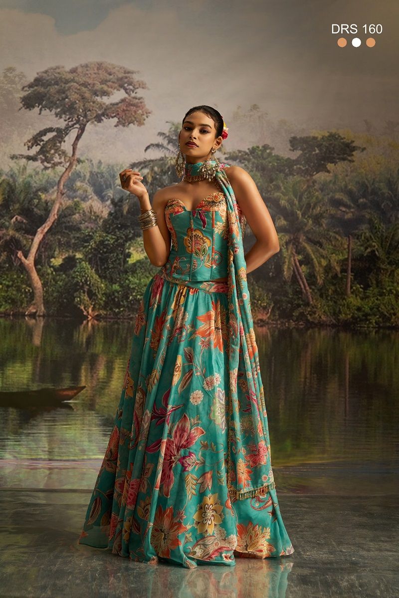 Arya Drs 160 Premium Georgette Floral Printed Co Ord Set Lehenga