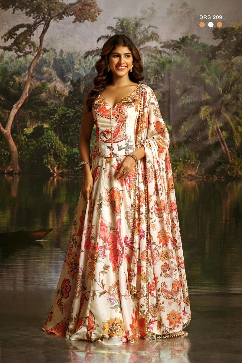Arya Drs 209 And 210 Premium Georgette Floral Printed Co Ord Set Lehenga — Wholesale Lehenga wholesale from Surat — view 6