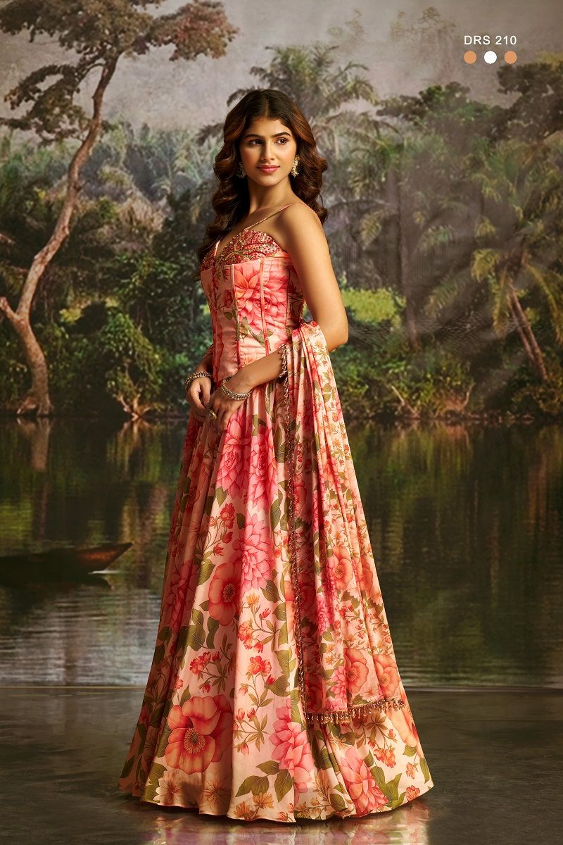Arya Drs 209 And 210 Premium Georgette Floral Printed Co Ord Set Lehenga — Wholesale Lehenga wholesale from Surat — view 9