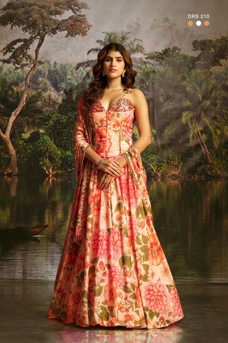 Arya Drs 209 And 210 Premium Georgette Floral Printed Co Ord Set Lehenga