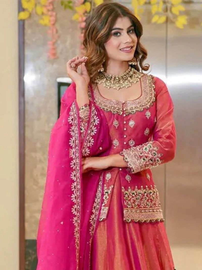 Arya Drs 215 Premium Fendi Sequins Embroidered Indo Western Lehenga — Wholesale Lehenga wholesale from Surat - Gallery Image 2
