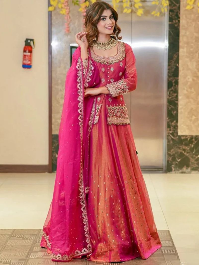 Arya Drs 215 Premium Fendi Sequins Embroidered Indo Western Lehenga