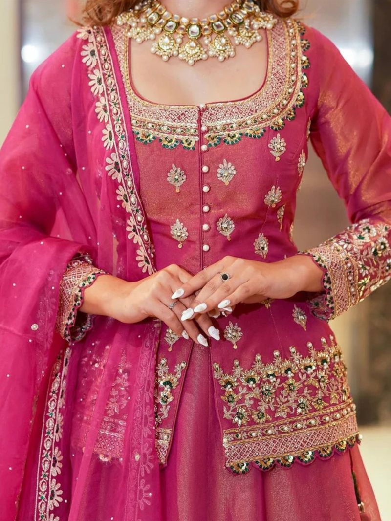 Arya Drs 215 Premium Fendi Sequins Embroidered Indo Western Lehenga — Wholesale Lehenga wholesale from Surat — view 5