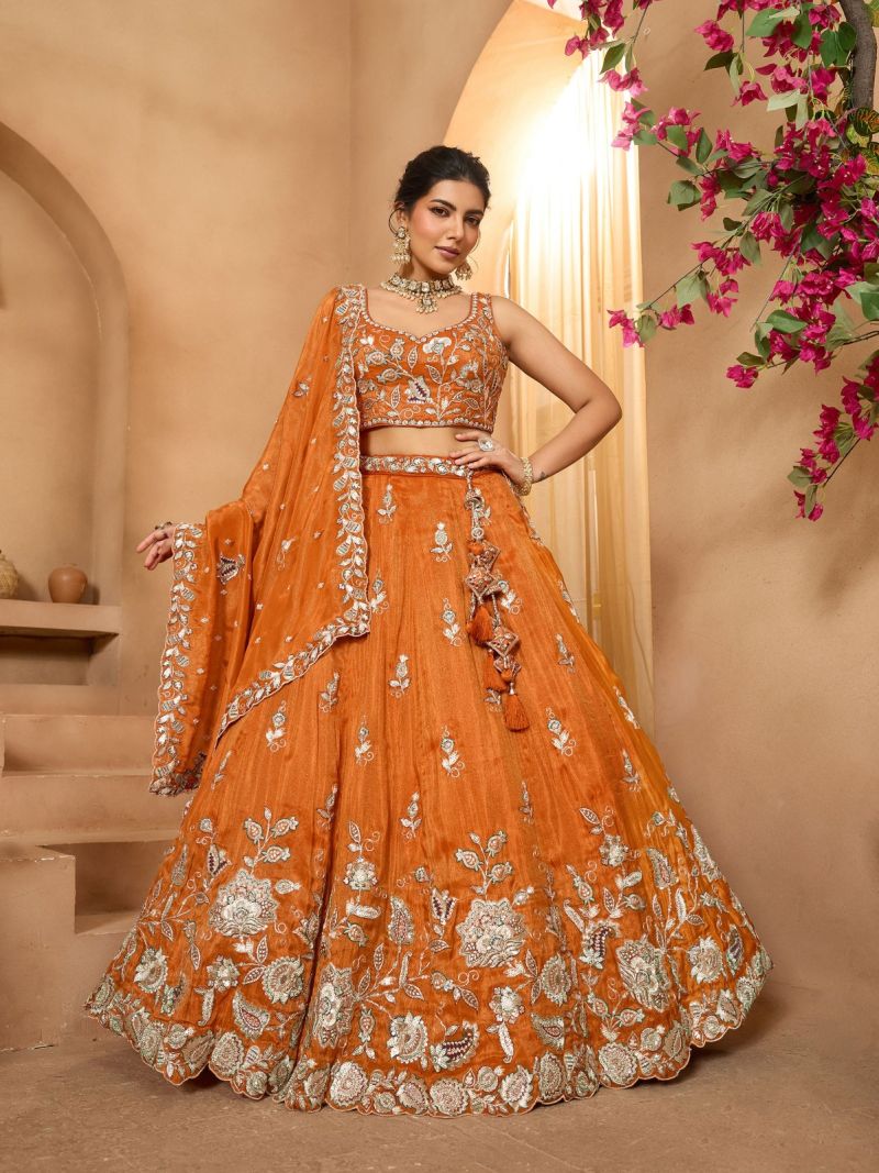 Arya Drs 227 And 228 Premium Pure Tissue Designer Lehenga Choli Set — Wholesale Lehenga wholesale from Surat — view 6