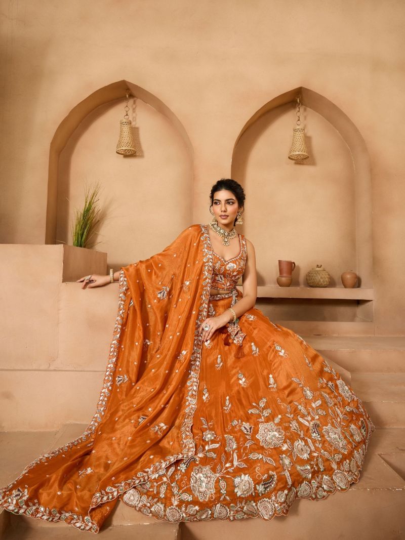 Arya Drs 227 And 228 Premium Pure Tissue Designer Lehenga Choli Set — Wholesale Lehenga wholesale from Surat — view 4