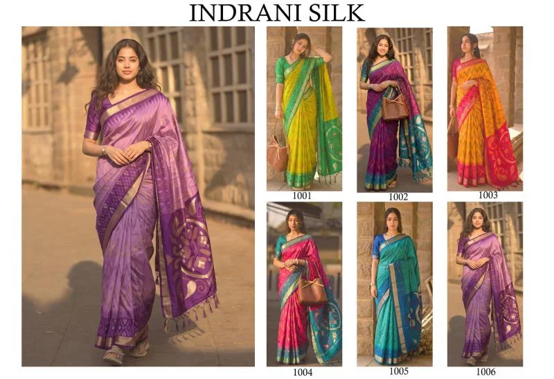 Ast Indrani Silk Soft Silk Festival Wear Saree Catalog — Organza Saree, Vardan Ethnic wholesale from Surat — Photo 7