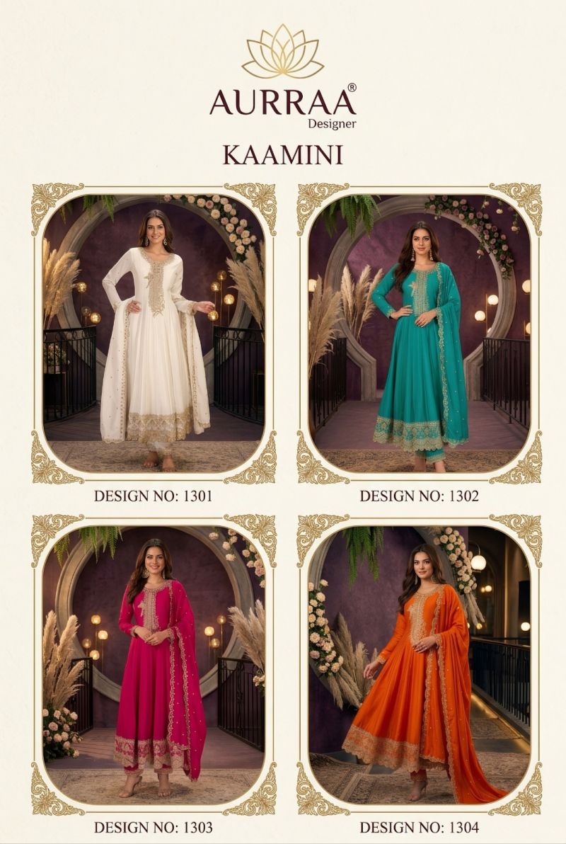 Aurraa Kaamini Premium Silk Embroidered Salwar Kameez Catalog — Wholesale Kurtis, Vardan Ethnic wholesale from Surat — Photo 11