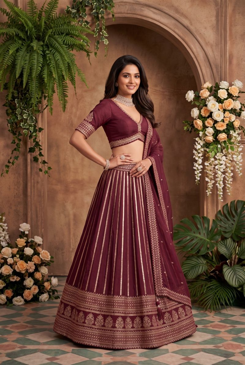 Aurraa Panghat Silk Embroidered Designer Fancy Lehenga Choli Set — Wholesale Lehenga, Vardan Ethnic wholesale from Surat — view 4