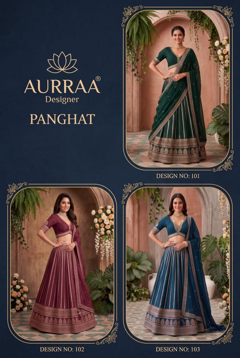 Aurraa Panghat Silk Embroidered Designer Fancy Lehenga Choli Set — Wholesale Lehenga, Vardan Ethnic wholesale from Surat — view 6