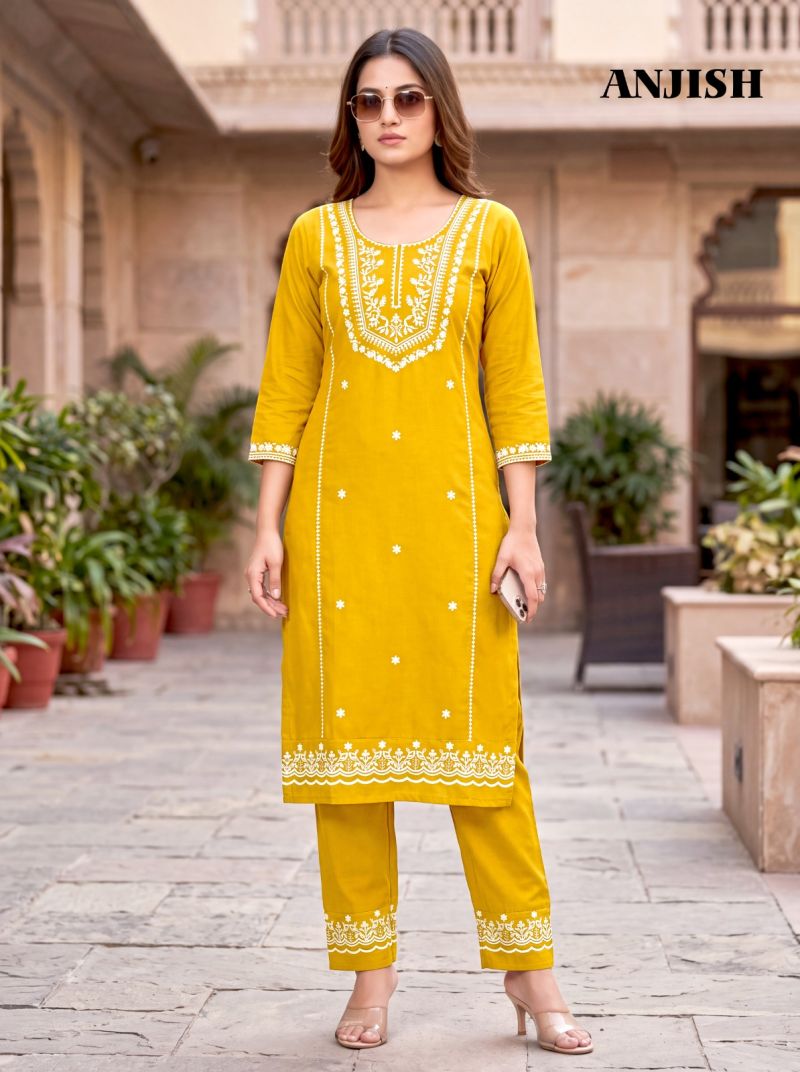 Banwery Anjish Cotton Thread Embroidered Kurti With Bottom Catalog — Wholesale Kurtis, Vardan Ethnic wholesale from Surat - Gallery Image 2