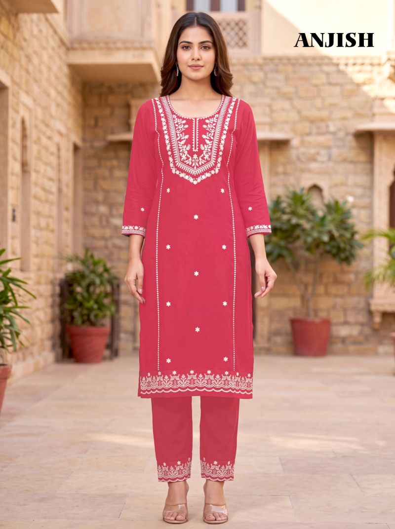 Banwery Anjish Cotton Thread Embroidered Kurti With Bottom Catalog — Wholesale Kurtis, Vardan Ethnic wholesale from Surat - Gallery Image 3