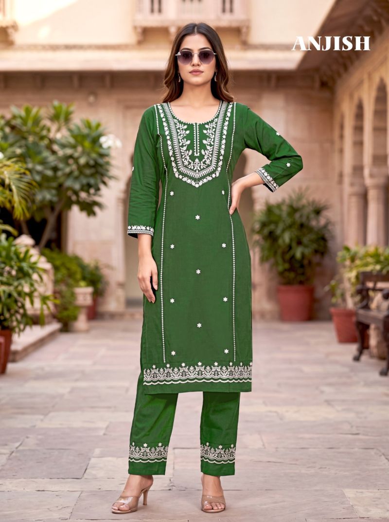 Banwery Anjish Cotton Thread Embroidered Kurti With Bottom Catalog — Wholesale Kurtis, Vardan Ethnic wholesale from Surat - Gallery Image 6