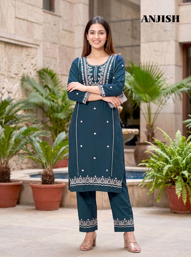Banwery Anjish Cotton Thread Embroidered Kurti With Bottom Catalog — Wholesale Kurtis, Vardan Ethnic wholesale from Surat — view 7