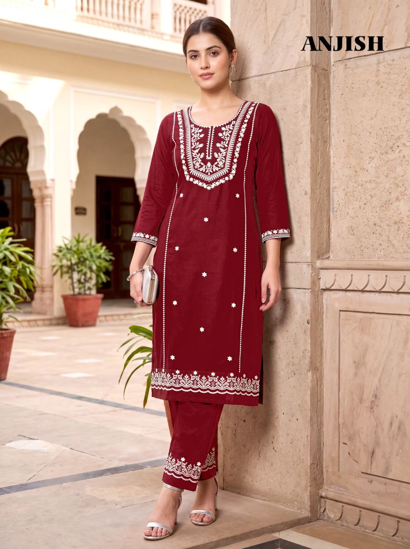 Banwery Anjish Cotton Thread Embroidered Kurti With Bottom Catalog