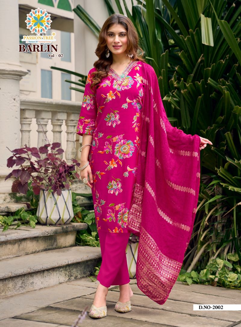 Barlin Vol 2 By Passion Tree Barlin Print Embroidered Kurti With Bottom Dupatta Set — Wholesale Kurtis, Vardan Ethnic wholesale from Surat — view 3