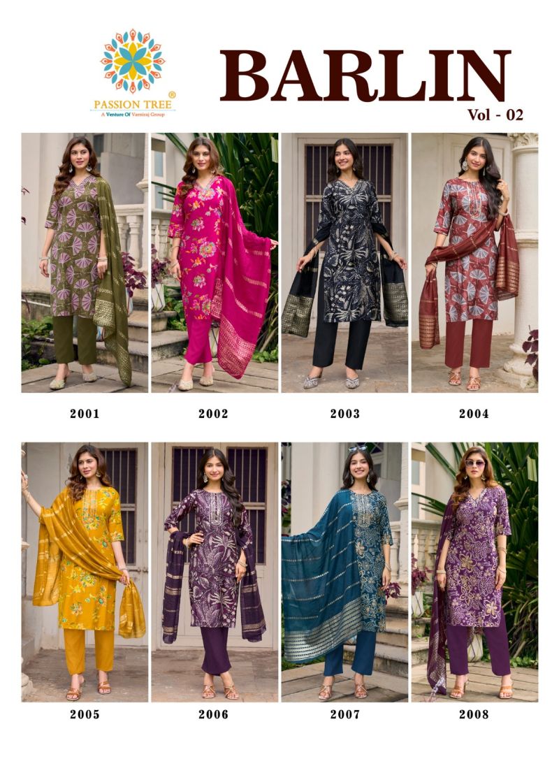 Barlin Vol 2 By Passion Tree Barlin Print Embroidered Kurti With Bottom Dupatta Set — Wholesale Kurtis, Vardan Ethnic wholesale from Surat — view 9