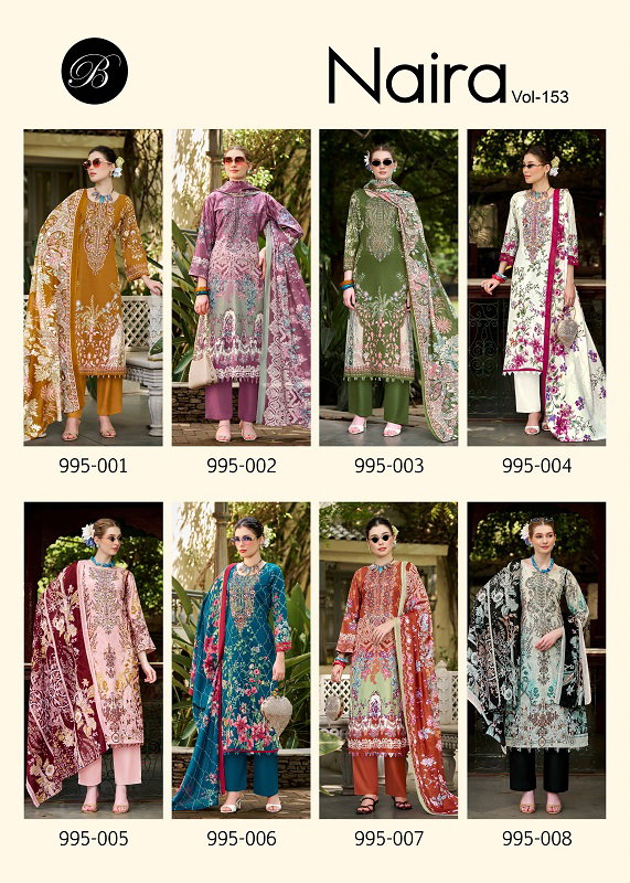 Belliza Naira Vol 153 Cotton Digital Print Embroidered Dress Material — Wholesale Dress Material, Vardan Ethnic wholesale from Surat — view 9