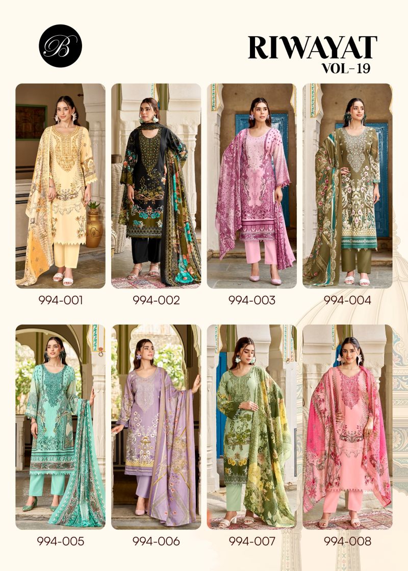 Belliza Riwayat Vol 19 Viscose Rayon Embroidered Dress Material Catalog — Wholesale Dress Material, Vardan Ethnic wholesale from Surat — view 9