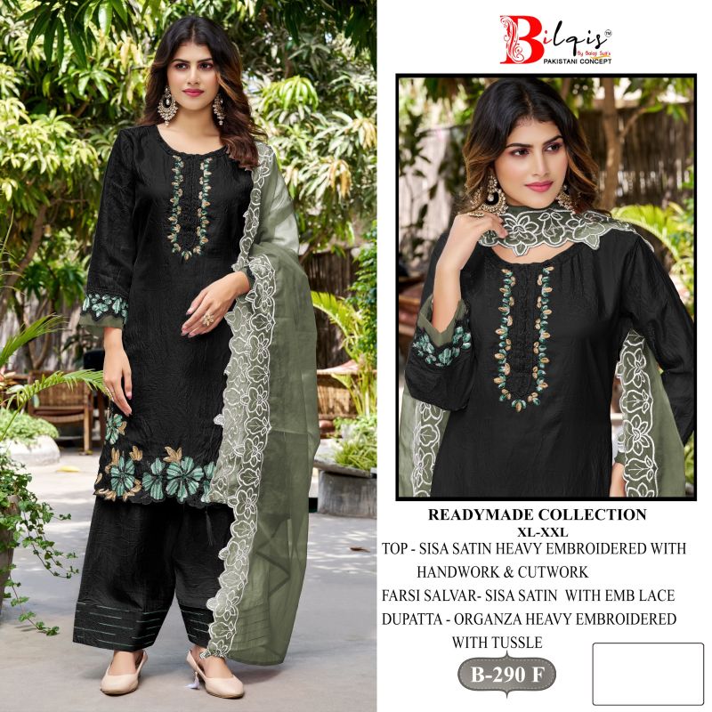 Bilqis B 290 E To H Satin Hand Work Embroidered Farshi Salwar Kameez