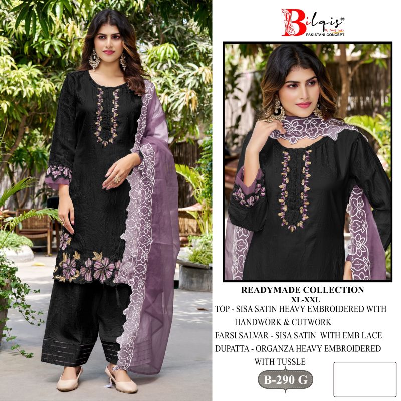 Bilqis B 290 E To H Satin Hand Work Embroidered Farshi Salwar Kameez — Wholesale Kurtis, Vardan Ethnic wholesale from Surat — view 3