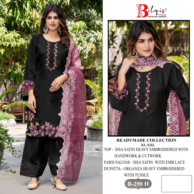 Bilqis B 290 E To H Satin Hand Work Embroidered Farshi Salwar Kameez — Wholesale Kurtis, Vardan Ethnic wholesale from Surat — view 4