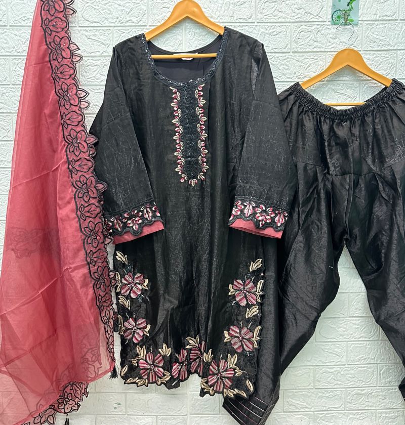 Bilqis B 290 E To H Satin Hand Work Embroidered Farshi Salwar Kameez — Wholesale Kurtis, Vardan Ethnic wholesale from Surat — view 5