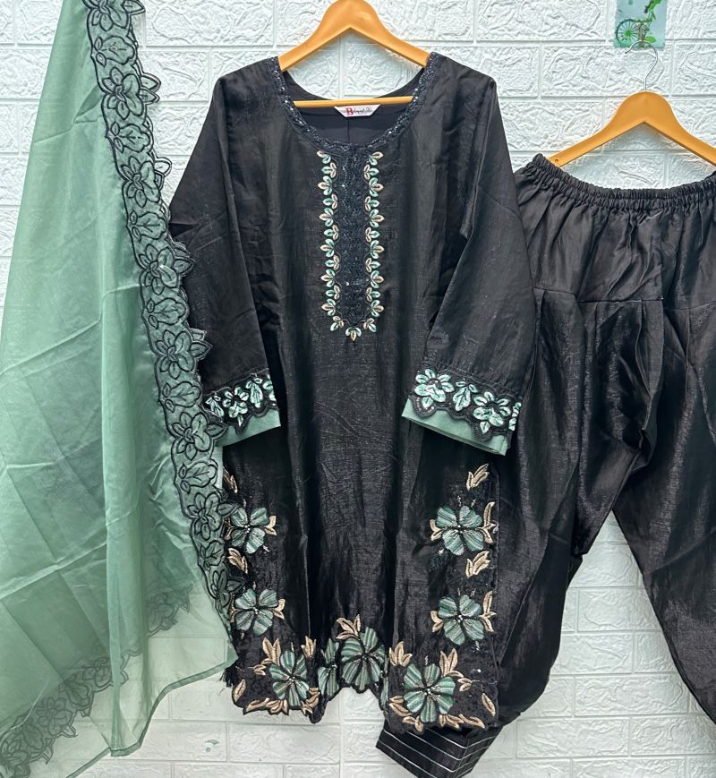 Bilqis B 290 E To H Satin Hand Work Embroidered Farshi Salwar Kameez — Wholesale Kurtis, Vardan Ethnic wholesale from Surat — view 6