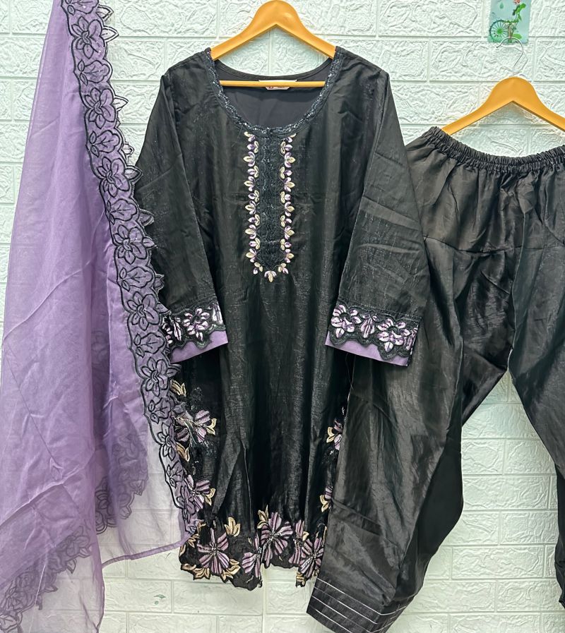 Bilqis B 290 E To H Satin Hand Work Embroidered Farshi Salwar Kameez — Wholesale Kurtis, Vardan Ethnic wholesale from Surat — view 7